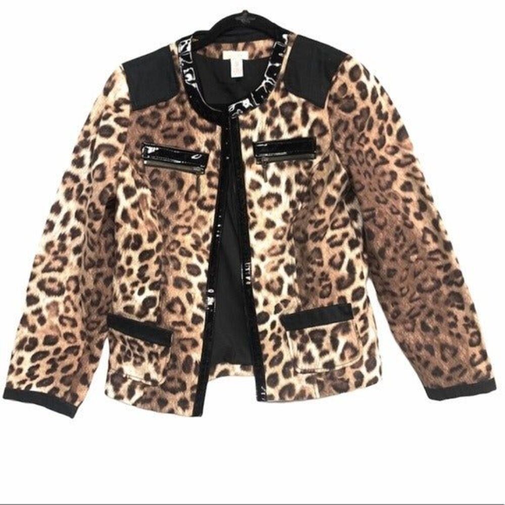 CHICOS womens cheetah print jacket size 0